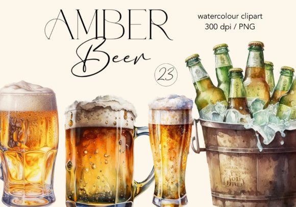 Download Amber Beer, Watercolor Clip Art  23 PNG - Watercolor Collection