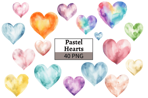 Download Watercolor Pastel Hearts Illustrations - Watercolor Collection
