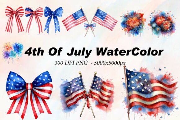 Download 4th of July Watercolor PNG Bundle - Watercolor Collection