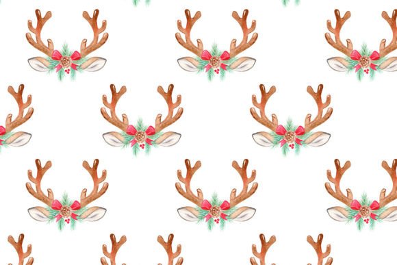 Download Watercolor Deer Antlers Seamless Pattern - Watercolor Collection