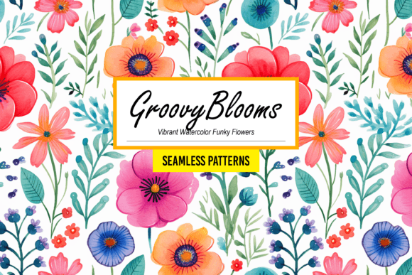 Download GroovyBlooms - Watercolor Funky Flowers - Watercolor Collection