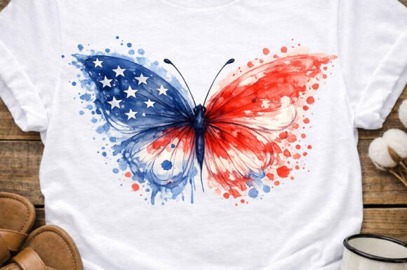 Download Watercolor Patriotic Butterfly USA PNG - Watercolor Collection