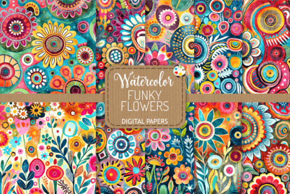 Download Funky Flowers Set 8 - Watercolor Florals - Watercolor Collection