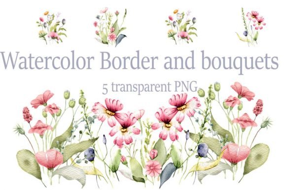 Download Watercolor Flowers Border and Bouquets - Watercolor Collection