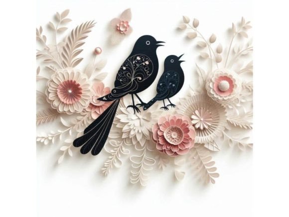 Download Birds with Soft 3D Floral Embellishments - Embellishments Collection