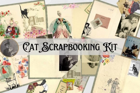 Download Cat Junk Journal, Cat Scrapbooking Kit - Scrapbooking Collection