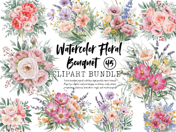 Download Vintage Watercolor Floral Bouquet Clipar - Watercolor Collection