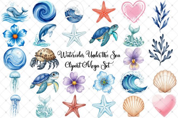 Download Watercolor Under the Sea Clipart Set - Watercolor Collection
