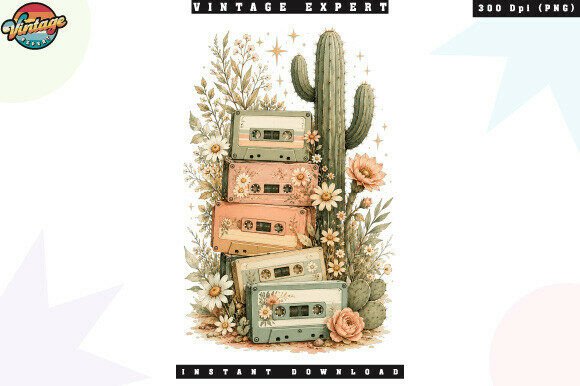 Download Cassette Tape Desert Cactus Floral PNG - Cassette Collection