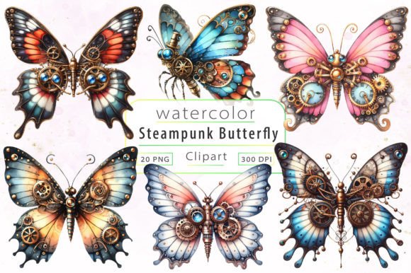 Download Watercolor Steampunk Butterfly Clipart - Watercolor Collection