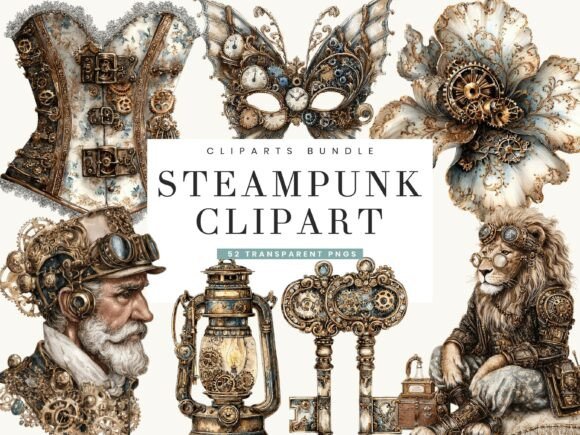 Download Watercolor Steampunk Clipart Bundle - Watercolor Collection