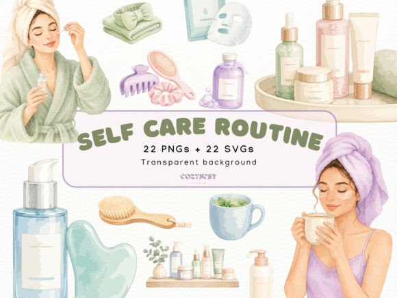 Download Self Care Routine Watercolor Clipart PNG - Watercolor Collection