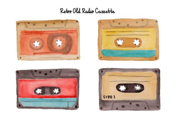 Download Vintage Old Retro Cassette Watercolor - Watercolor Collection