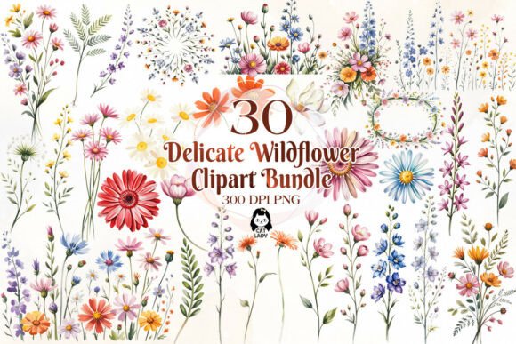 Download Delicate Wildflowers Watercolor Clipart - Watercolor Collection