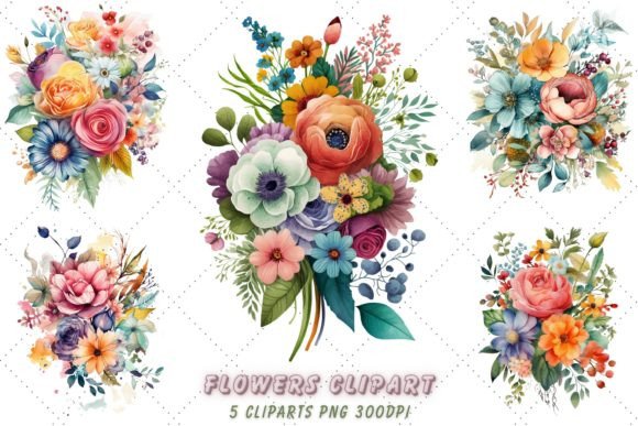 Download Boho Watercolor Flowers Clipart Bundle - Watercolor Collection