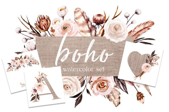 Download Watercolor Flowers Set Boho - Watercolor Collection
