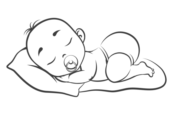 Download Baby Bedtime. Sleeping Newborn Hand Draw - Newborn Collection