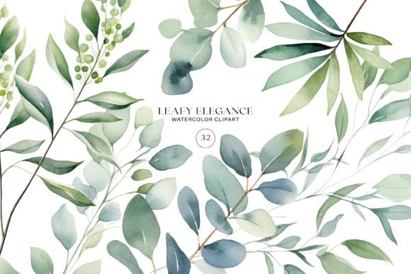 Download Watercolor Eucalyptus Leaf Clipart Set - Watercolor Collection