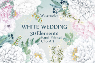 Download 30 White Wedding Watercolor Clip Art Elements - Watercolor Collection