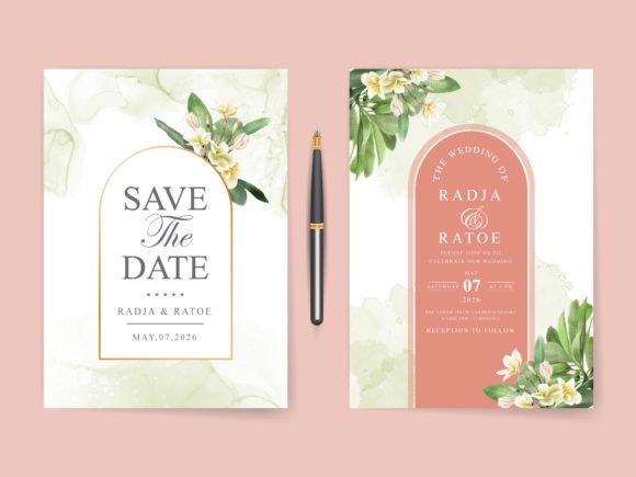 Download Plumeria Watercolor Wedding Invitations - Watercolor Collection