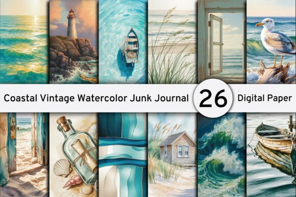Download Coastal Vintage Watercolor Junk Journal - Watercolor Collection