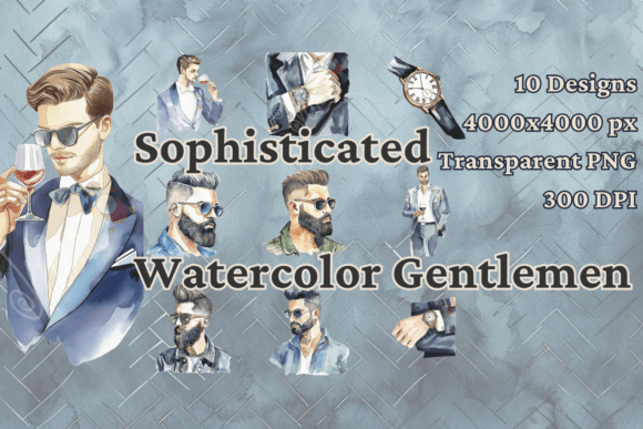 Download Watercolor Clipart Set of Handsome Men - Watercolor Collection