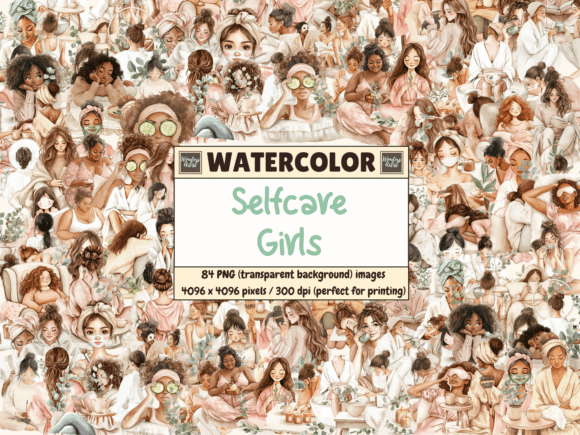 Download Selfcare Girls Watercolor Clipart - Watercolor Collection