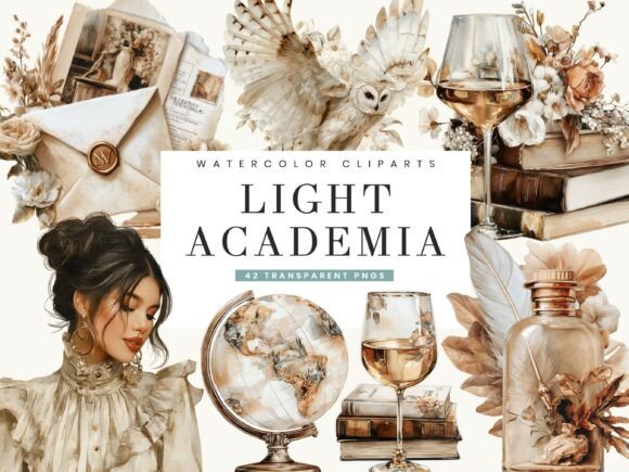 Download Watercolor Light Academia Clipart - Watercolor Collection