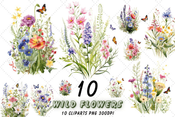 Download Watercolor Wild Flowers Clipart Bundle - Watercolor Collection