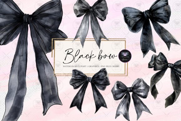 Download Black Bow Clipart Watercolor. - Watercolor Collection