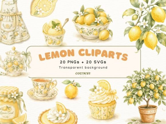Download Lemon Watercolor Cliparts, Summer Bakery - Watercolor Collection