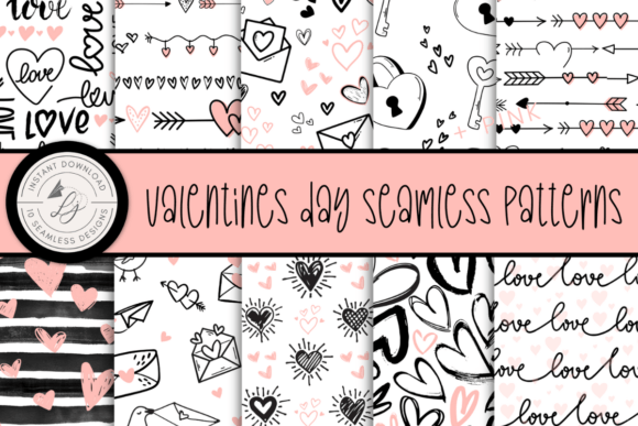 Download Black and Pink Valentines Day Patterns - Valentines day Collection