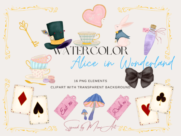 Download Alice in Wonderland Watercolor Clipart - Watercolor Collection