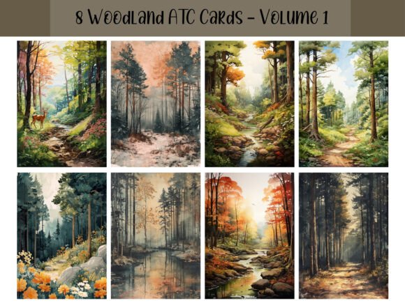 Download 8 Woodland ATC Cards for Scrapbooking - Premium Resources
