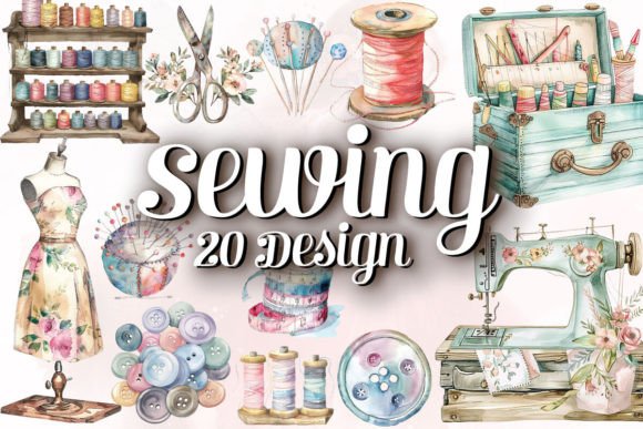 Download Watercolor Sewing Clipart Bundle - Watercolor Collection