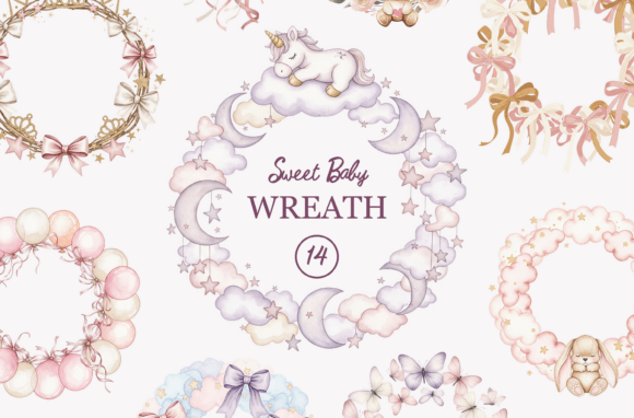 Download Baby Girl Watercolor Wreath, Baby Shower - Watercolor Collection