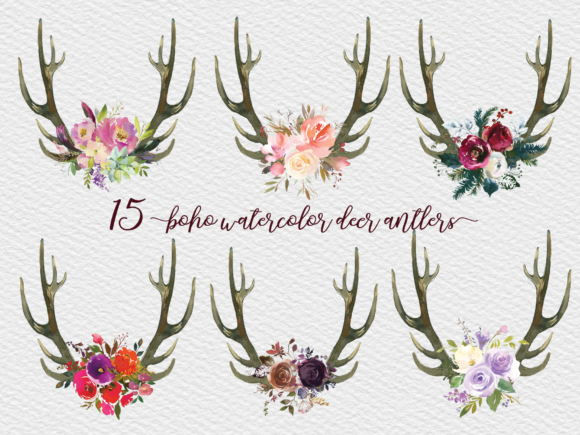 Download Watercolor Deer Antlers Bundle - Watercolor Collection