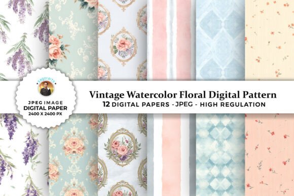 Download Vintage Watercolor Floral Digital Paper - Watercolor Collection
