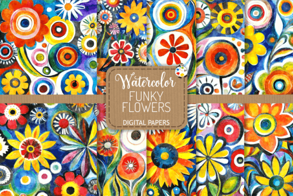 Download Funky Flowers Set 3 - Watercolor Papers - Watercolor Collection