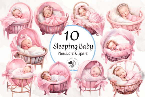 Download 10 Sleeping Baby Newborn Clipart Bundle - Newborn Collection