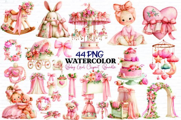 Download Watercolor Baby Girl Clipart Bundle - Watercolor Collection