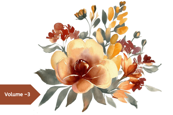 Download Vintage Autumn Watercolor Flowers Vol–3 - Watercolor Collection