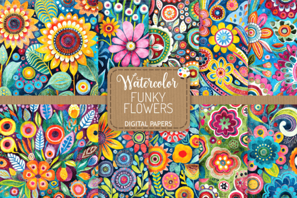Download Funky Flowers Set 5 - Watercolor Florals - Watercolor Collection