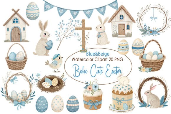 Download Cute Easter Clipart Boho Watercolor Png - Watercolor Collection