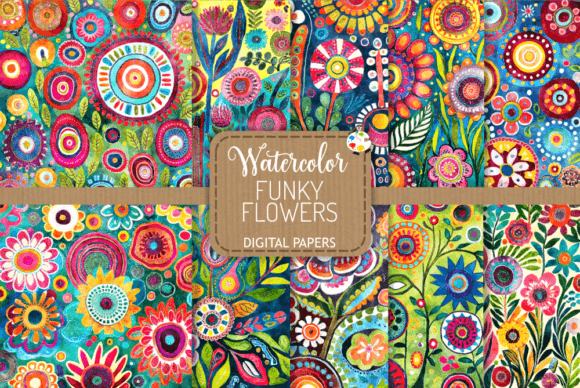 Download Funky Flowers Set 6 - Watercolor Florals - Watercolor Collection