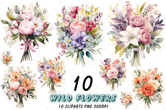 Download Watercolor Vintage Bouquets Clipart - Watercolor Collection
