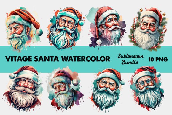 Download Vintage Santa Watercolor Bundle - Watercolor Collection