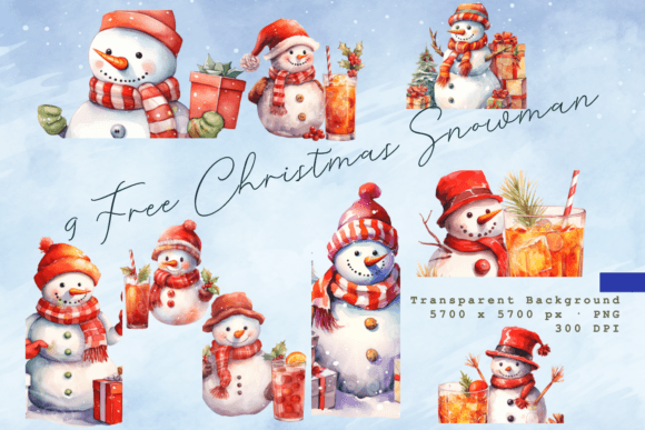 Download Free Festive Snowman Watercolor Clipart - Watercolor Collection