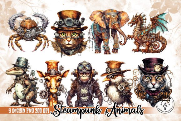 Download Steampunk Animals Watercolor Sublimation - Watercolor Collection