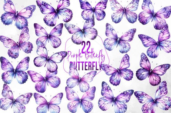 Download Watercolor Purple Butterfly Collection - Watercolor Collection